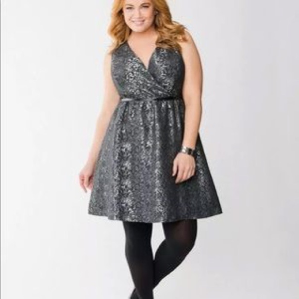Lane Brant Metallic Brocade Aline Dress - Size 18 - Picture 1 of 4
